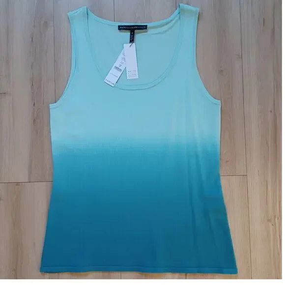 White House Black Market Ombre Tank Teal M NWT - Picture 2 of 9